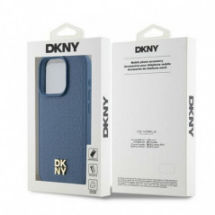 Apple iPhone 15 Pro Hülle DKNY Pu Repeat Pattern Stack Logo MagSAFE  Blau