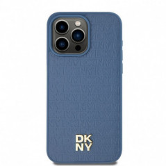 Apple iPhone 15 Pro Max Hülle DKNY Pu Repeat Pattern Stack Logo MagSAFE  Blau