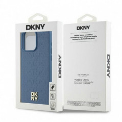 Apple iPhone 15 Pro Max Hülle DKNY Pu Repeat Pattern Stack Logo MagSAFE  Blau