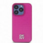 Apple iPhone 15 Pro Hülle DKNY Pu Repeat Pattern Stack Logo MagSAFE  Rosa
