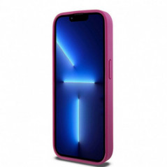 Apple iPhone 15 Pro Hülle DKNY Pu Repeat Pattern Stack Logo MagSAFE  Rosa