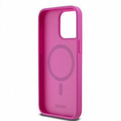 Apple iPhone 15 Pro Max Hülle DKNY Pu Repeat Pattern Stack Logo MagSAFE  Rosa