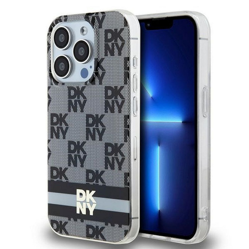 Apple iPhone 13 Pro Max Hülle DKNY Checkered Pattern Printed Stripes MagSAFE  Schwarz