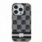 Apple iPhone 15 Hülle DKNY Checkered Pattern Printed Stripes MagSAFE  Schwarz
