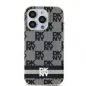 Apple iPhone 15 Hülle DKNY Checkered Pattern Printed Stripes MagSAFE  Schwarz