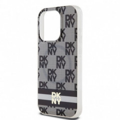 Apple iPhone 15 Pro Max Hülle DKNY Checkered Pattern Printed Stripes MagSAFE  Schwarz
