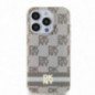 Apple iPhone 14 Pro Max Hülle DKNY Checkered Pattern Printed Stripes MagSAFE  Beige