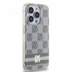Apple iPhone 14 Pro Max Hülle DKNY Checkered Pattern Printed Stripes MagSAFE  Beige