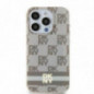 Apple iPhone 15 Plus Hülle DKNY Checkered Pattern Printed Stripes MagSAFE  Beige