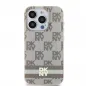 Apple iPhone 15 Plus Hülle DKNY Checkered Pattern Printed Stripes MagSAFE  Beige