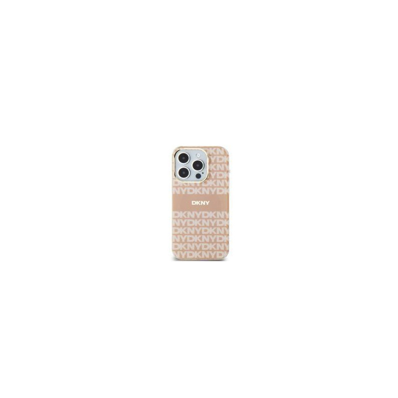 Apple iPhone 14 Hülle DKNY Repeat Texture Pattern Stripe MagSAFE  Rosa