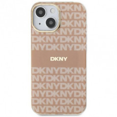 Apple iPhone 15 Plus Hülle DKNY Repeat Texture Pattern Stripe MagSAFE  Rosa