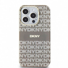 Apple iPhone 15 Pro Max Hülle DKNY Repeat Texture Pattern Stripe MagSAFE  Beige