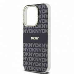 Apple iPhone 14 Pro Max Hülle DKNY Repeat Texture Pattern Stripe MagSAFE  Schwarz