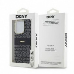 Apple iPhone 14 Pro Max Hülle DKNY Repeat Texture Pattern Stripe MagSAFE  Schwarz