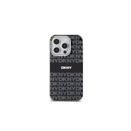 Apple iPhone 15 Plus Hülle DKNY Repeat Texture Pattern Stripe MagSAFE  Schwarz