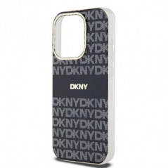 Apple iPhone 15 Pro Max Hülle DKNY Repeat Texture Pattern Stripe MagSAFE  Schwarz