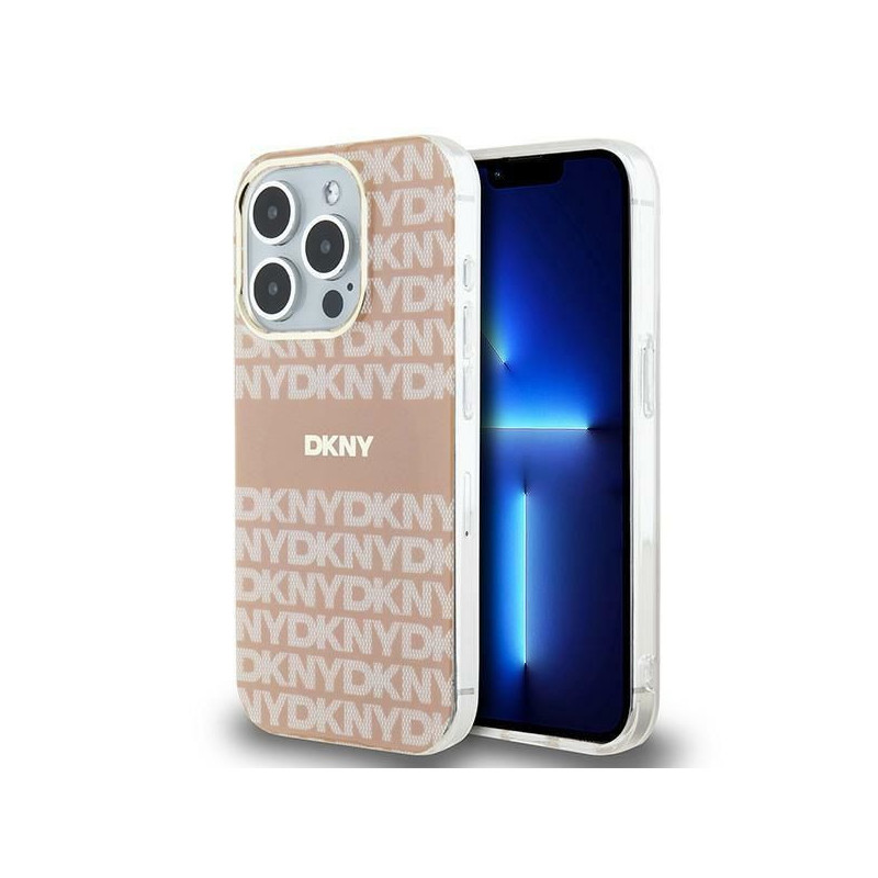 Apple iPhone 13 Pro Hülle DKNY Repeat Texture Pattern Stripe MagSAFE  Rosa