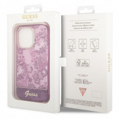 Apple iPhone 14 Pro Hülle Guess IML Electro Cam TDJ Fuchsie