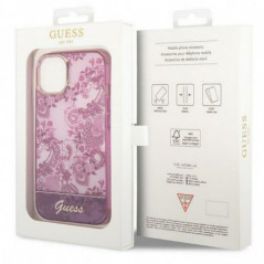 Apple iPhone 14 Hülle Guess IML Electro Cam TDJ Fuchsie