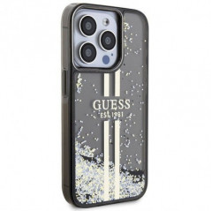 Apple iPhone 15 Pro Max Hülle Guess Liquid Glitter Gold Stripes Schwarz