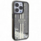 Apple iPhone 15 Pro Max Hülle Guess Liquid Glitter Gold Stripes Schwarz