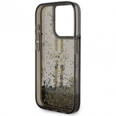 Apple iPhone 15 Pro Max Hülle Guess Liquid Glitter Gold Stripes Schwarz
