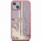 Apple iPhone 15 Hülle Guess Liquid Glitter Gold Stripes Rosa