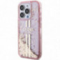Apple iPhone 15 Pro Max Hülle Guess Liquid Glitter Gold Stripes Rosa