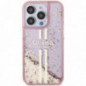 Apple iPhone 15 Pro Max Hülle Guess Liquid Glitter Gold Stripes Rosa
