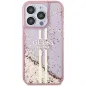 Apple iPhone 15 Pro Max Hülle Guess Liquid Glitter Gold Stripes Rosa