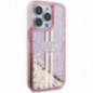 Apple iPhone 15 Pro Max Hülle Guess Liquid Glitter Gold Stripes Rosa