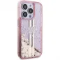 Apple iPhone 15 Pro Max Hülle Guess Liquid Glitter Gold Stripes Rosa