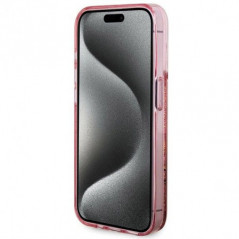 Apple iPhone 15 Pro Max Hülle Guess Liquid Glitter Gold Stripes Rosa