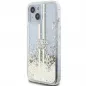 Apple iPhone 15 Plus Hülle Guess Liquid Glitter Gold Stripes Durchsichtbar