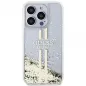 Apple iPhone 15 Pro Hülle Guess Liquid Glitter Gold Stripes Durchsichtbar