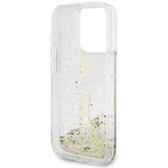 Apple iPhone 15 Pro Hülle Guess Liquid Glitter Gold Stripes Durchsichtbar