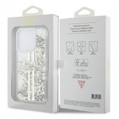 Apple iPhone 15 Pro Hülle Guess Liquid Glitter Gold Stripes Durchsichtbar