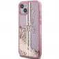 Apple iPhone 15 Plus Hülle Guess Liquid Glitter Gold Stripes Rosa