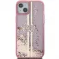 Apple iPhone 15 Plus Hülle Guess Liquid Glitter Gold Stripes Rosa