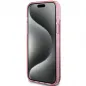 Apple iPhone 15 Plus Hülle Guess Liquid Glitter Gold Stripes Rosa
