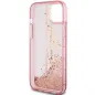 Apple iPhone 15 Plus Hülle Guess Liquid Glitter Gold Stripes Rosa