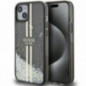 Apple iPhone 15 Plus Hülle Guess Liquid Glitter Gold Stripes Schwarz
