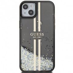 Apple iPhone 15 Plus Hülle Guess Liquid Glitter Gold Stripes Schwarz