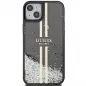 Apple iPhone 15 Plus Hülle Guess Liquid Glitter Gold Stripes Schwarz