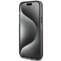 Apple iPhone 15 Plus Hülle Guess Liquid Glitter Gold Stripes Schwarz