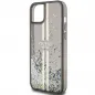 Apple iPhone 15 Plus Hülle Guess Liquid Glitter Gold Stripes Schwarz