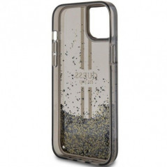 Apple iPhone 15 Plus Hülle Guess Liquid Glitter Gold Stripes Schwarz