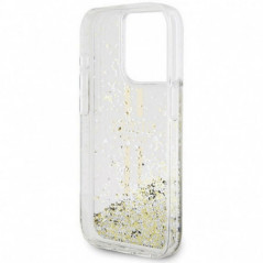 Apple iPhone 15 Pro Max Hülle Guess Liquid Glitter Gold Stripes Durchsichtbar