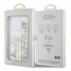 Apple iPhone 15 Pro Max Hülle Guess Liquid Glitter Gold Stripes Durchsichtbar